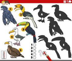 Schatten Spiel mit Karikatur Vögel Tier Zeichen vektor