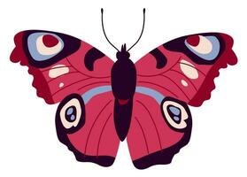 färgrik ritad för hand fjäril. sommar dekorativ flygande insekt med färgrik vingar. vektor illustration.