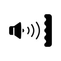 ljudisolering ikon. ljud isolering och rubrik för dörr. ljudisolerade lager. ljud absorberande. fast eller glyf piktogram. vektor illustration. design på vit bakgrund. eps 10