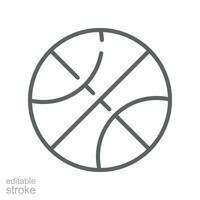 korg boll sport ikon. sport liga Utrustning. basketboll stil, silhuett piktogram. lämplig för hemsida design logotyp app. redigerbar stroke vektor illustration. design på vit bakgrund. eps 10