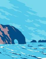 Loch im das Mauer im Rialto Strand olympisch National Park Washington Zustand wpa Poster Kunst vektor