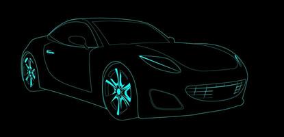 Neon- Sport Auto Über schwarz Hintergrund, Vektor Illustration. modern Sportwagen Sammlung, Bleistift mögen Zeichnung