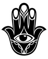 hamsa ikon i svart stil isolerat på vit bakgrund. religion symbol stock vektor illustration