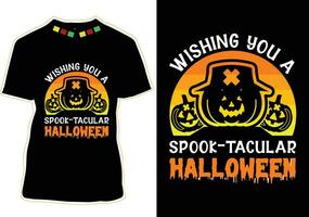 wünsche Sie ein spuktakulär Halloween. Halloween T-Shirt Design vektor