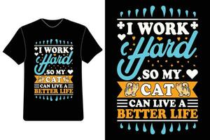 söt katt t-shirt design, katt älskare tees, katttema kläder, katt silhuett tees, rolig katt skjortor. vektor