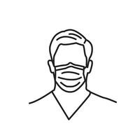 Vektor Linie Kunst Illustration Maske Mann . einfach Gliederung tragen Maske. tragen Maske Menschen Symbol lineart zum das Illustration Design, Webseite und Grafik Design.