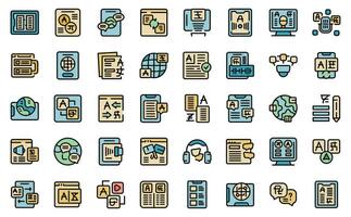 översättare app ikoner uppsättning vektor linje Färg