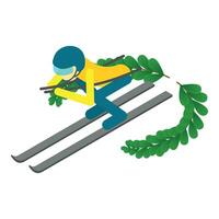 Skifahren Konzept Symbol isometrisch Vektor. Mann Athlet während Winter Wettbewerb Symbol vektor