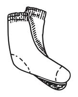 Gekritzel von Socken. Gliederung Zeichnung von Herbst Zubehörteil. Hand gezeichnet Vektor Illustration. Single Clip Art isoliert auf Weiß Hintergrund.