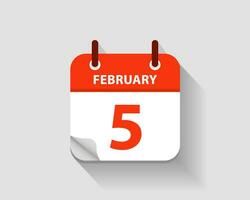 februari 5. vektor platt dagligen kalender ikon. datum och tid, dag, månad. år. vektor illustration