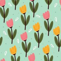 sömlös mönster tecknad serie blomma och löv. botanisk tapet för textil, gåva slå in papper vektor