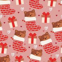 sömlös mönster tecknad serie katt och valentine element. söt valentine tapet för textil, gåva slå in papper vektor