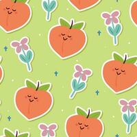 sömlös mönster tecknad serie frukt karaktär. söt frukt karaktär för ungar, textil, gåva slå in papper vektor