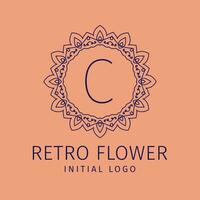 Brief c retro Blume Initiale Vektor Logo Design