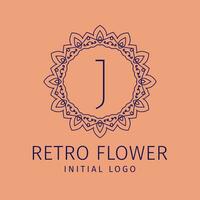 Brief j retro Blume Initiale Vektor Logo Design