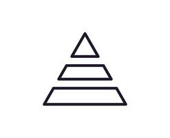 Pyramide Vektor Linie Symbol. Prämie Qualität Logo zum Netz Websites, Design, online Geschäfte, Firmen, Bücher, Anzeige. schwarz Gliederung Piktogramm isoliert auf Weiß Hintergrund