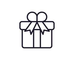 Single Linie Symbol von Geschenk hoch Qualität Vektor Illustration zum Design, Netz Websites, Internet Geschäfte, online Bücher usw. editierbar Schlaganfall im modisch eben Stil isoliert auf Weiß Hintergrund