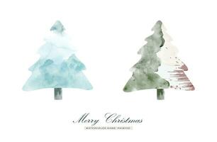 uppsättning av jul träd färga vattenfärg hand målad vektor