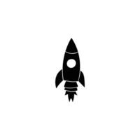 Raketensymbol. einfaches Stil-Weltraum-Wissenschafts-Poster-Hintergrundsymbol. Raketenmarkenlogo-Designelement. Raketen-T-Shirt bedrucken. Vektor für Aufkleber.