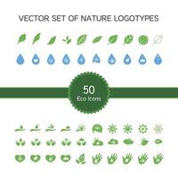 Vektorsatz von 50 Ökologiesymbolen, Naturlogo nature vektor