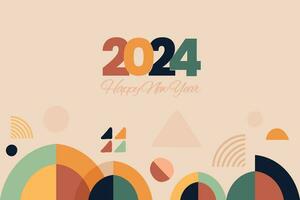 glücklich Neu Jahr 2024. festlich realistisch Dekoration. feiern 2024 Party auf geometrisch Hintergrund vektor