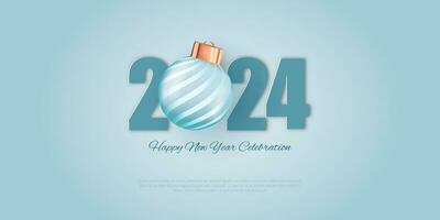 Lycklig ny år 2024. festlig realistisk dekoration. fira 2024 fest vektor