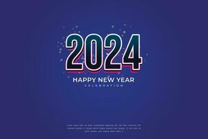 enkel och rena design Lycklig ny år 2024. mörk bakgrund för banderoller, posters eller kalender. vektor