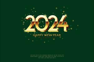 enkel och rena design Lycklig ny år 2024. guld tal för bakgrund för banderoller, posters eller kalender. vektor