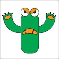süß Monster- Charakter Illustration Vektor Design im Grün Farbe. geeignet zum Logos, Symbole, Maskottchen, Aufkleber, T-Shirt Entwürfe, Webseiten, Poster, Firmen, Anzeige.