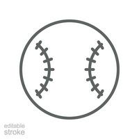 baseboll boll sport ikon. sport liga Utrustning. översikt, linje stil, silhuett piktogram. redigerbar stroke. vektor illustration. design på vit bakgrund. eps 10