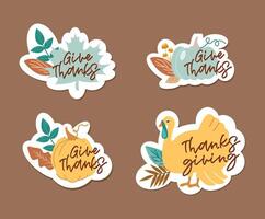 tacksägelsedag. logotyp, textdesign. typografi för gratulationskort och affischer. tacka. vektor