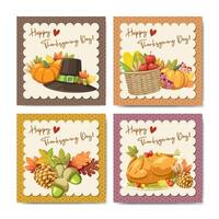 Happy Thanksgiving Day Card mit Kürbis, Apfel, Mais und Ahornblättern map vektor