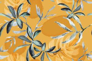 nahtlos Muster von Palme Blätter und Monstera tropisch Pflanze gemalt im aquarell.für Stoff und Hintergrund Designs von das Wald.natürlich Vorteil Muster Hintergrund. vektor