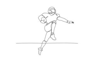 kontinuierlich einer Linie Zeichnung Rugby Spieler Konzept. Sportler spielen mit Ball. Gekritzel Vektor Illustration.