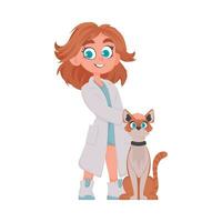 Dort ist ein Dame Wer nimmt Pflege von Tiere und funktioniert wie ihr Tierarzt vektor