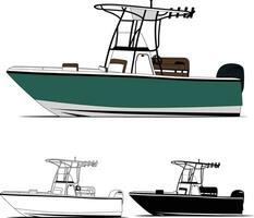 hoch Qualität Angeln Boot Vektor Kunst, welche druckbar auf verschiedene Materialien.