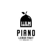 citron- piano logotyp, piano tangentbord och halv en citron- vektor