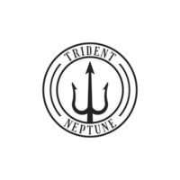 Dreizack Neptun Logo Design Jahrgang retro Etikette Stil vektor