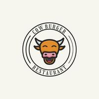 Kuh Burger Logo Design Jahrgang retro vektor