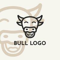 Stier Kopf Gliederung Logo Design einfach, Kuh Kopf Linie Logo Design kreativ Ideen vektor