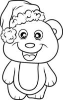 ondska teddy Björn med jul hatt linje konst vektor