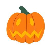 böser kürbis für halloween. gruseliger beängstigender orangefarbener Kürbis ist ein Symbol für den Halloween-Feiertag. flache Vektorgrafik vektor