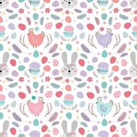 sömlös påskmönster med kanin. mönster med påskharen, ägg, tårta. design för textilier, förpackningar, omslag, webb, tryck. vektor platt illustration