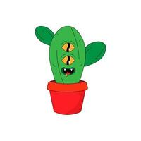 groovig eingetopft Kaktus. psychedelisch Charakter Leben süß vektor