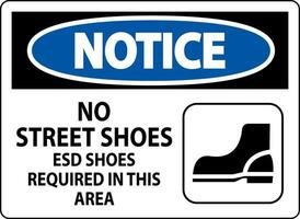 beachten Zeichen Nein Straße Schuhe, esd Schuhe erforderlich im diese Bereich vektor