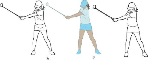 weiblich Golf Spieler Illustration. vektor