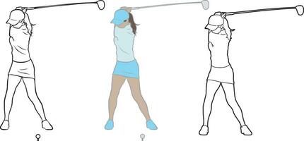 weiblich Golf Spieler Illustration. vektor