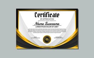 ein Zertifikat Vorlage mit ein Gold und schwarz Design vektor