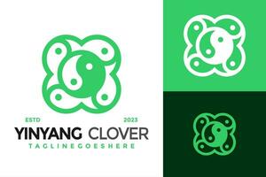 Yin-Yang Kleeblatt Logo Design Vektor Symbol Symbol Illustration