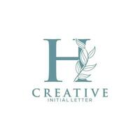 Initiale Brief h und Blumen- Logo Vektor, botanisch minimalistisch Brief feminin Logo Design Vorlage vektor